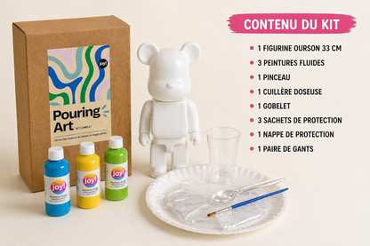 Kit anniversaire DIY Pouring Art Ourson Lego – Lot de 4 à 12 figurines à peindre JOY!