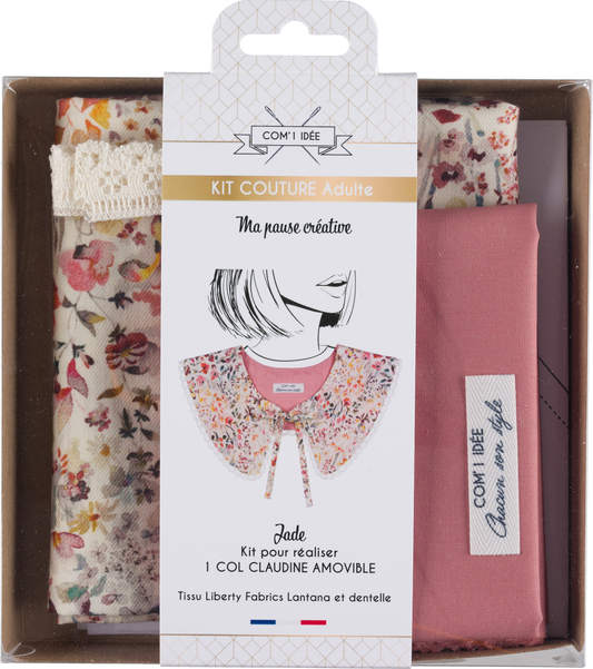 Kit couture col Claudine Jade – Col amovible rétro chic en Liberty Com'1 Idée
