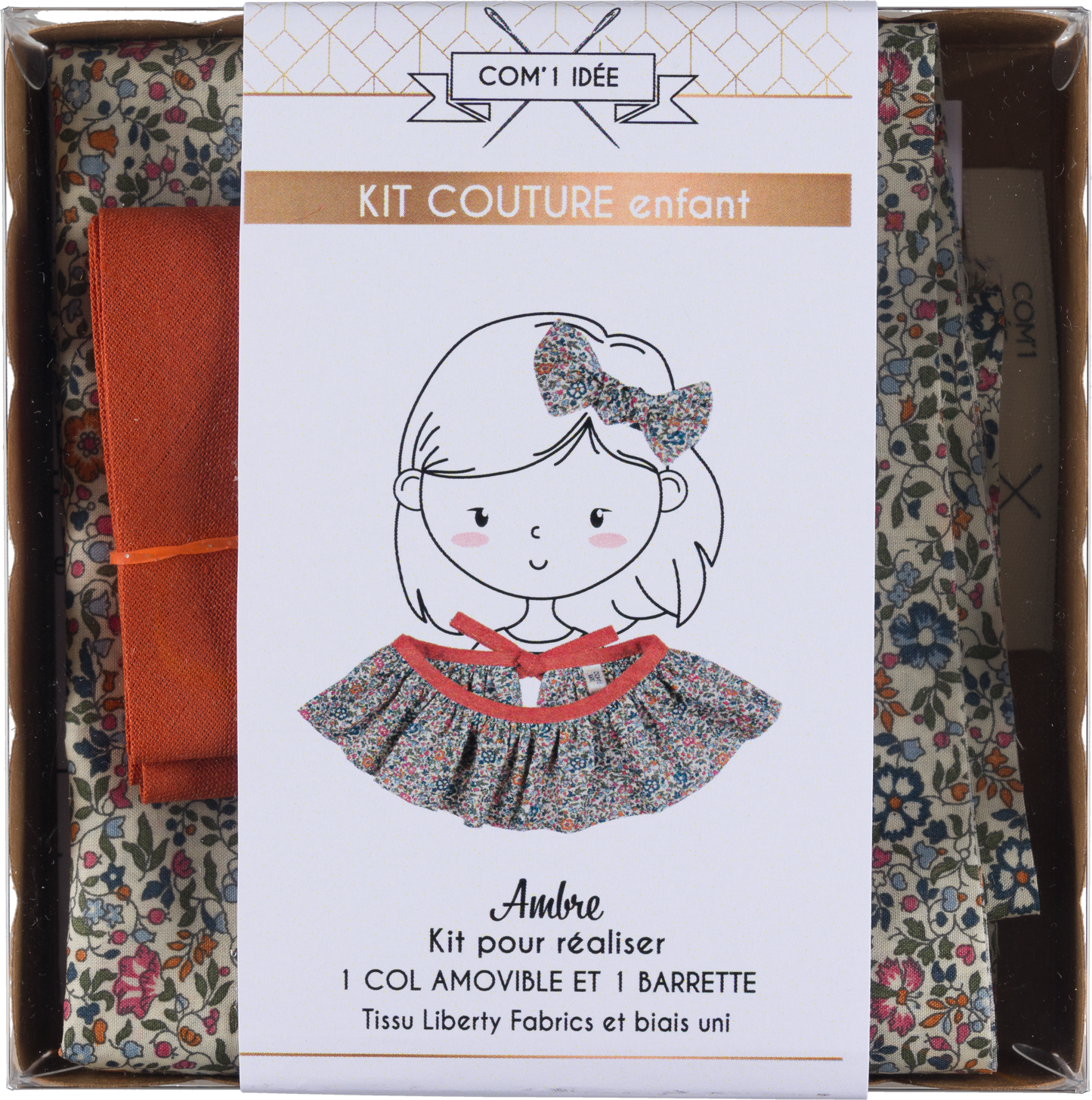 Kit couture col Pierrot enfant Ambre – Col Liberty & barrette assortie Com'1 Idée