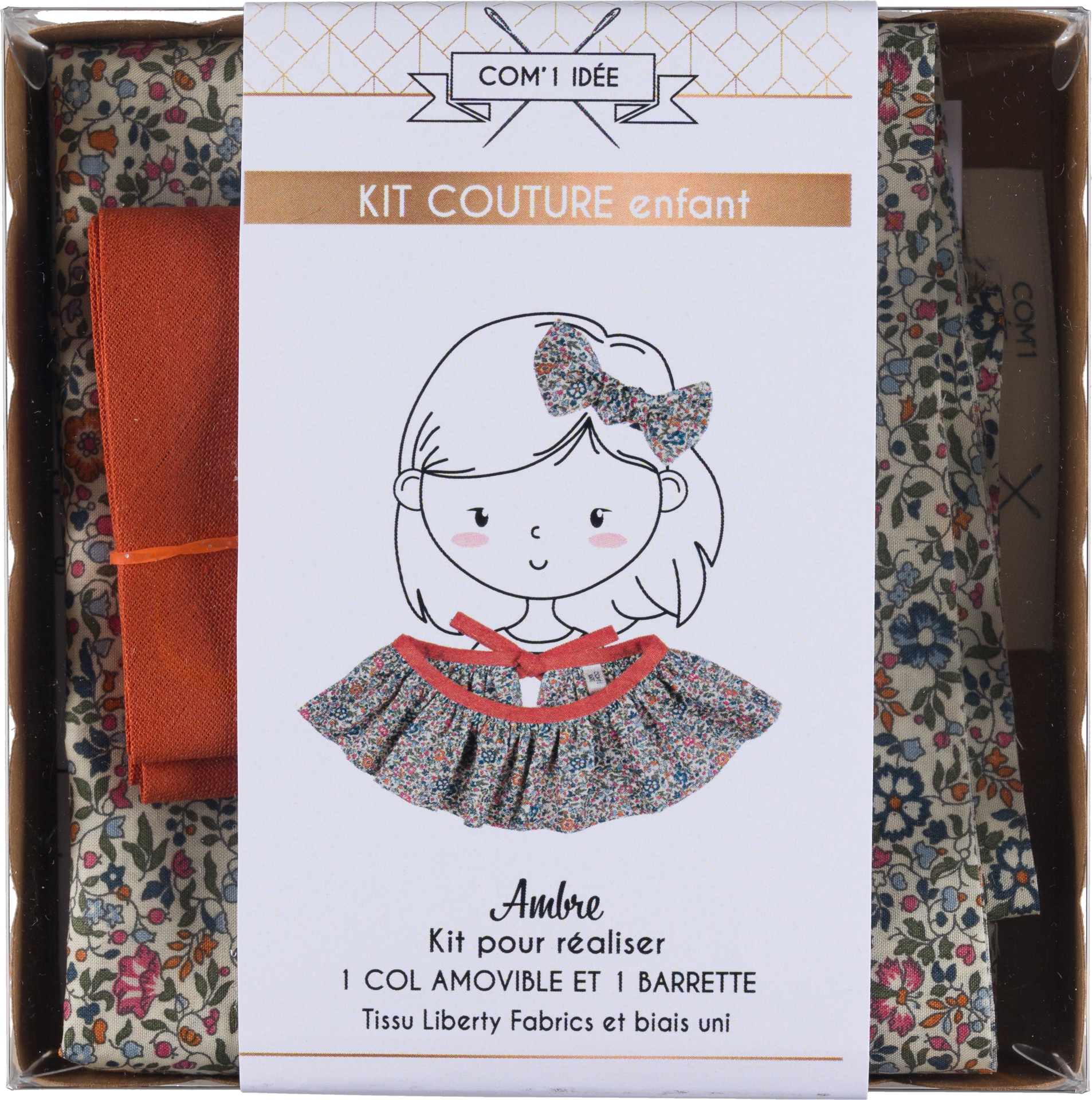 Kit couture col Pierrot enfant Ambre – Col Liberty & barrette assortie Com'1 Idée