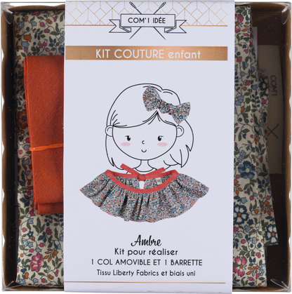 Kit couture col Pierrot enfant Ambre – Col Liberty & barrette assortie Com'1 Idée