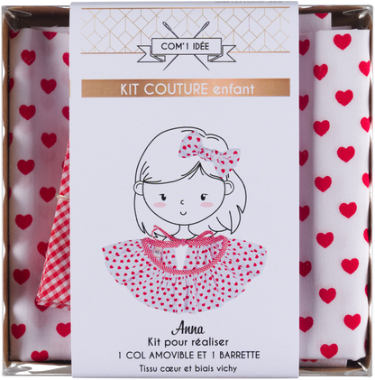 Kit couture col Pierrot enfant Anna – Col fantaisie & barrette assortie Com'1 Idée