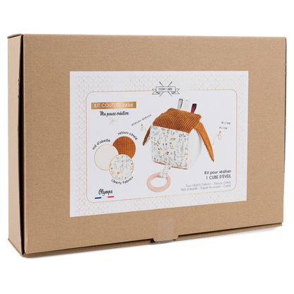 Kit couture cube d’éveil bébé Olympe – Jouet sensoriel Montessori en Liberty Com'1 Idée