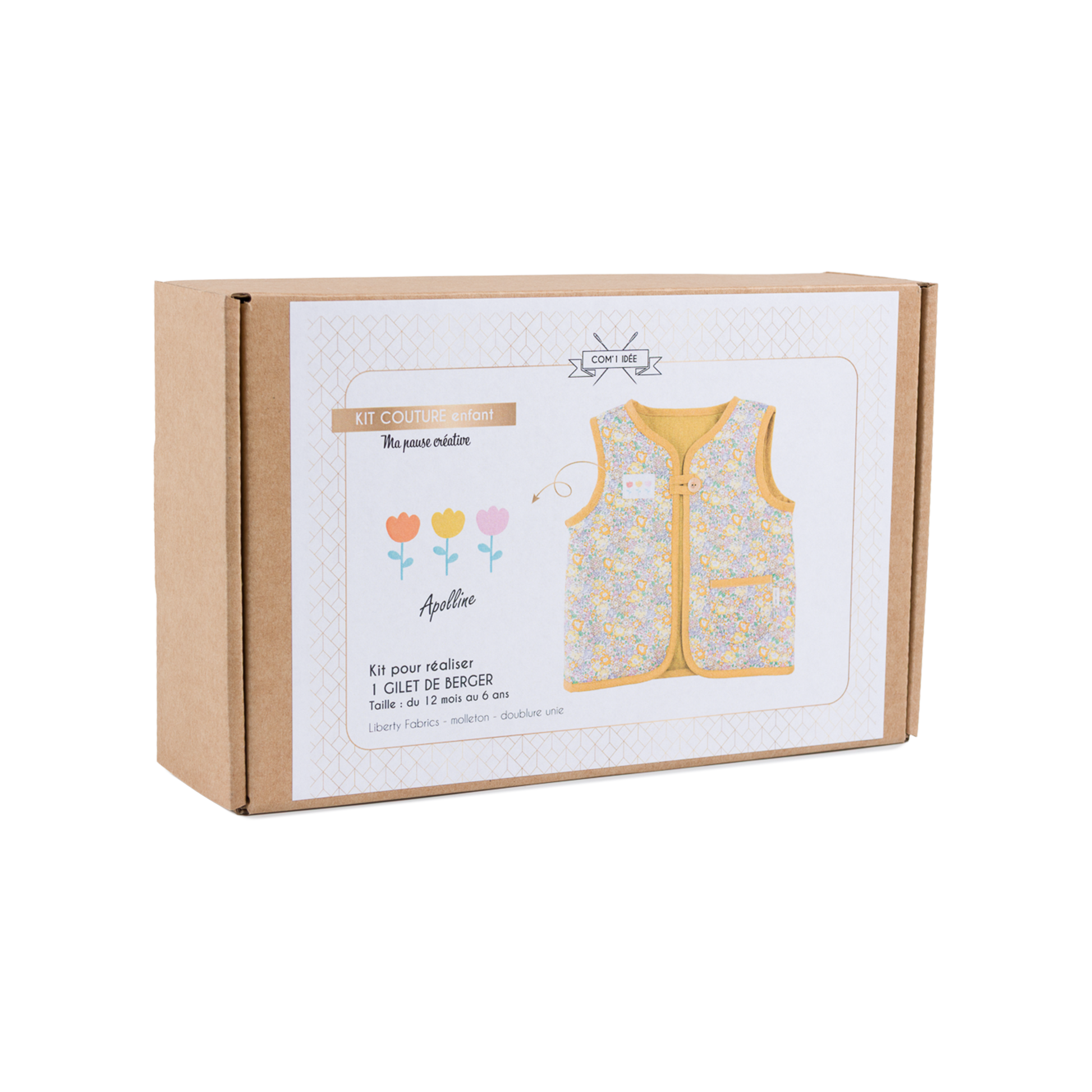 Kit couture gilet berger fille Apolline – Gilet sans manches Liberty enfan Com'1 Idée