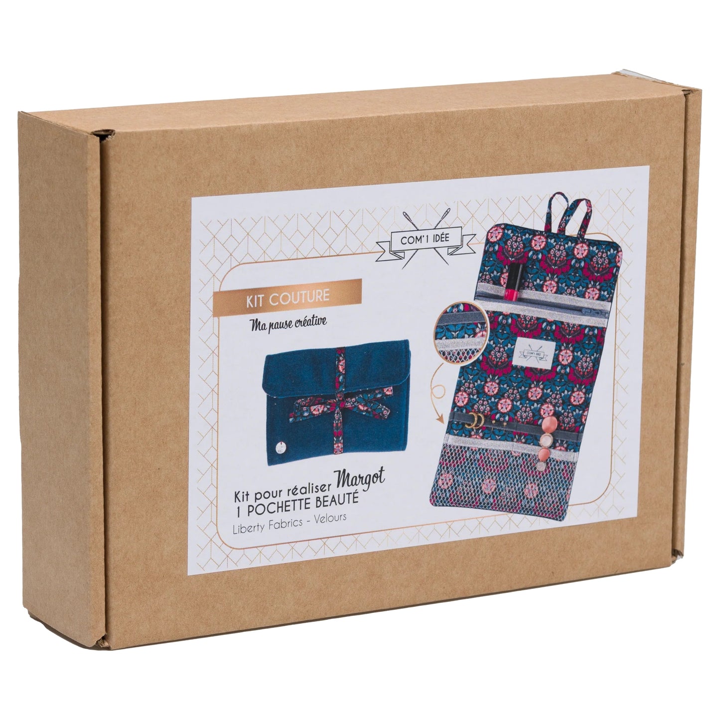 Kit Couture Pochette Beauté “Margot” – Liberty & Velours DIY pour Bijoux et Voyage Com'1 Idée