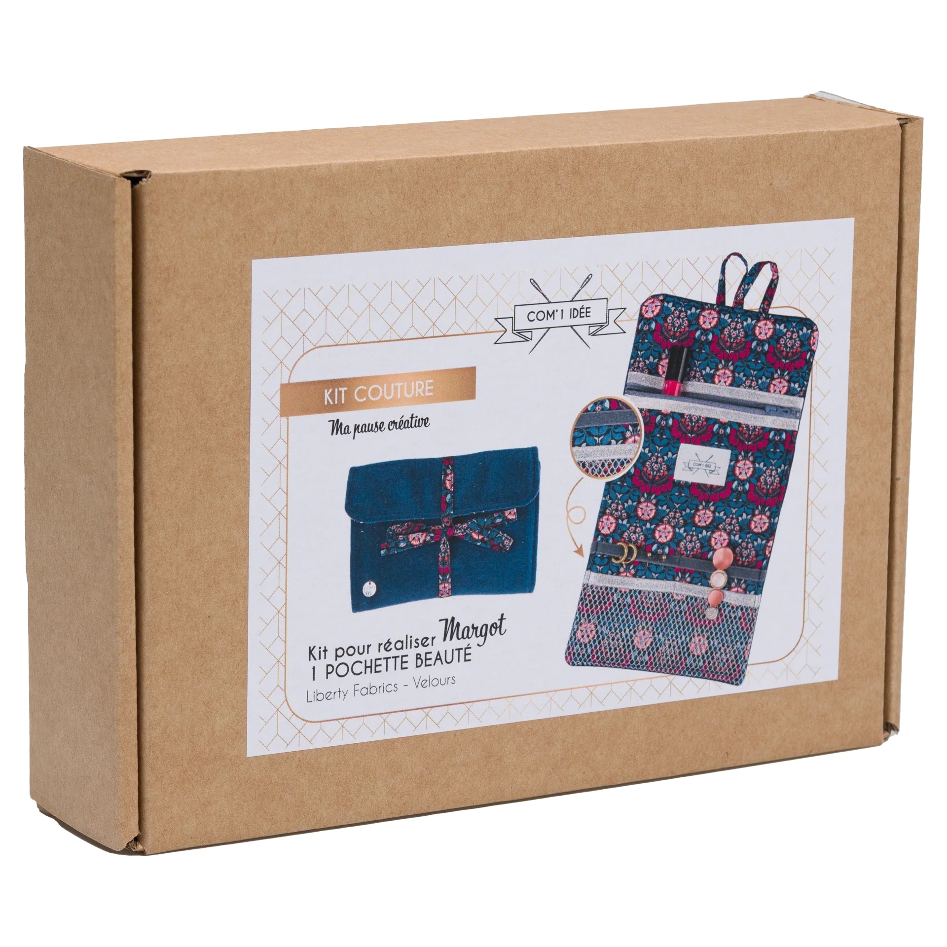 Kit Couture Pochette Beauté “Margot” – Liberty & Velours DIY pour Bijoux et Voyage Com'1 Idée
