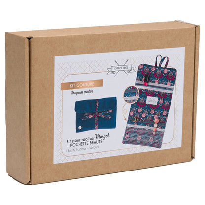 Kit Couture Pochette Beauté “Margot” – Liberty & Velours DIY pour Bijoux et Voyage Com'1 Idée