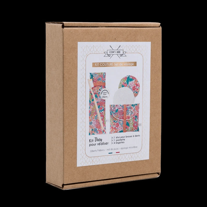 Kit Couture Set Voyage “Daisy” – Étui Brosse à Dents & Lingettes Lavables Liberty DIY Com'1 Idée