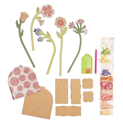 Activité DIY déco tendance avec vase et fleurs rouges scintillantes