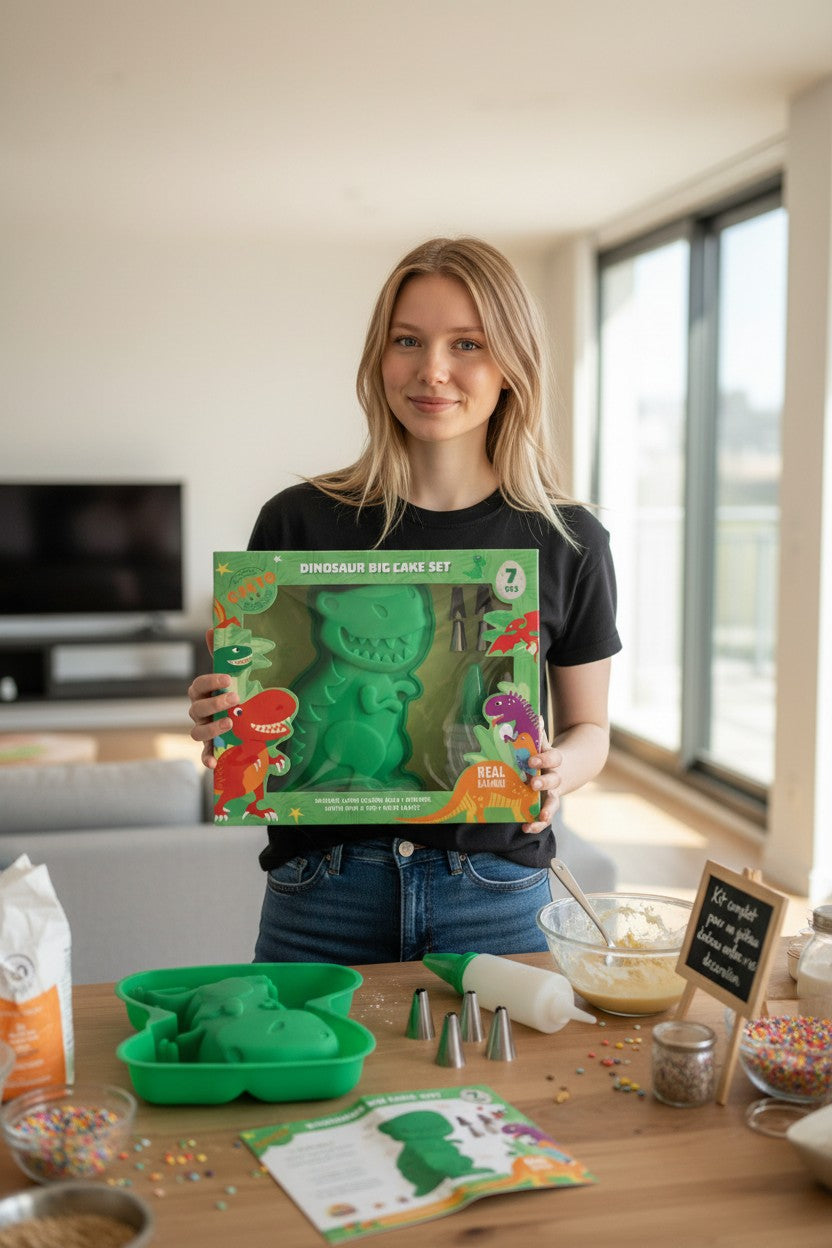 Kit gâteau dinosaure enfant – Moule + décoration pâtisserie 5 ans+ BoxCanDIY