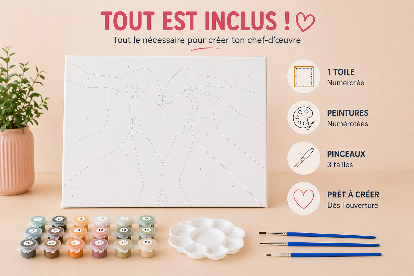 Kit Anniversaire Peinture par Numéros Enfants & Ados – Activité Créative + Cadeau Invité (6 à 12 kits) JOY!