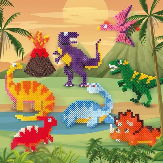 Kit créatif enfant pour réaliser des dinosaures en perles à repasser