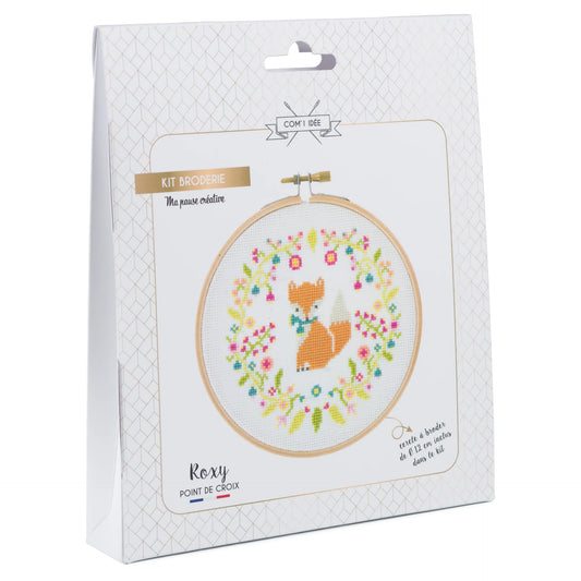 Kit Point de Croix “Roxy” – Kit Broderie Débutant avec Tambour Bois Com'1 Idée