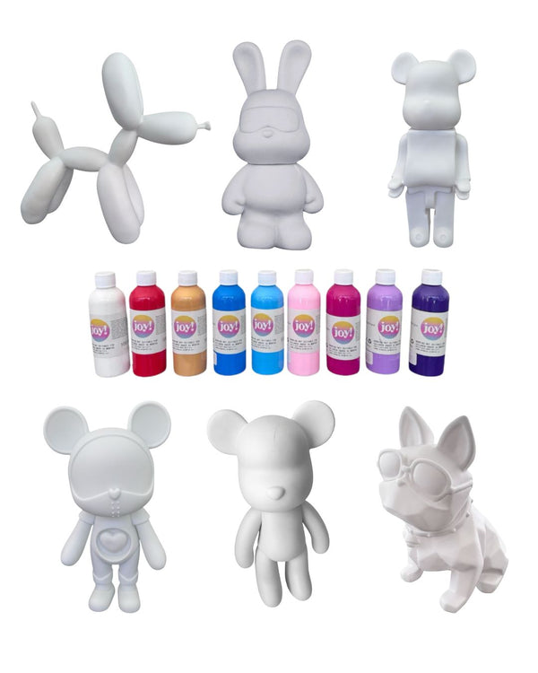 Kit Pouring Art figurine à personnaliser Teddy Lapin Chien