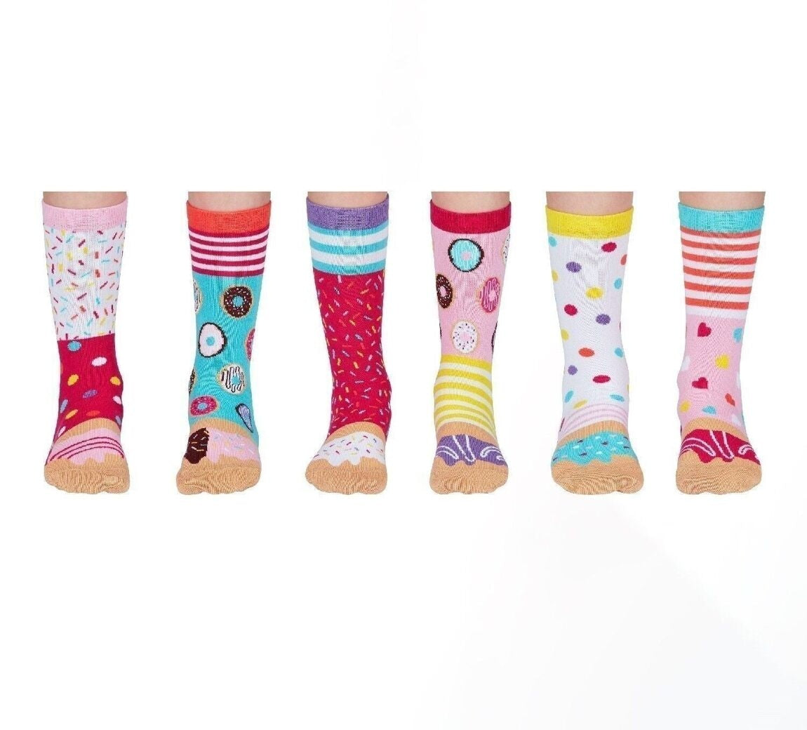 MINI DONUTS – Coffret 6 Chaussettes Impaires Enfant | United Oddsocks | Taille 30-35 JOY!