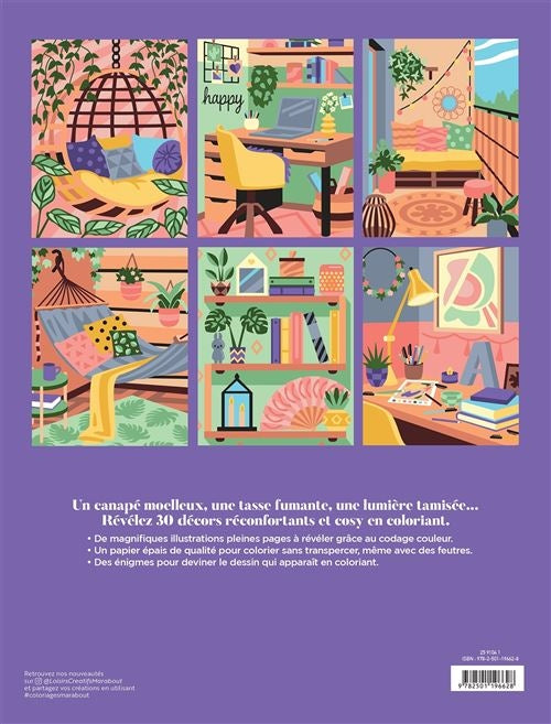 Livre coloriage intérieur cosy par numéros Marabout