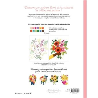 Fleurs en fête – Livre de coloriage floral créatif multi-techniques Editions Marabout