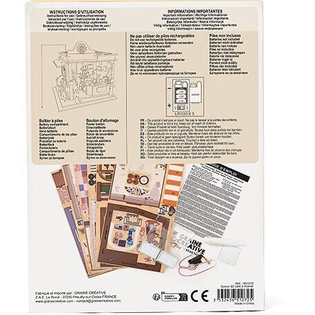 Maquette 3D Bois Vitrine Coffee Shop – Café Miniature Lumineux DIY GRAINE CREATIVE