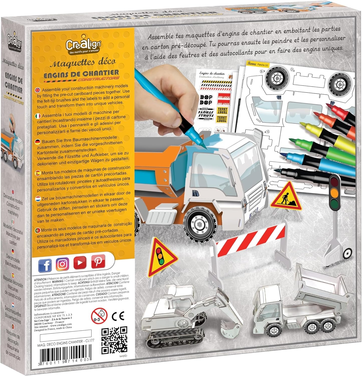Maquettes engins de chantier – Coffret créatif enfant 6 ans+ Créa lign