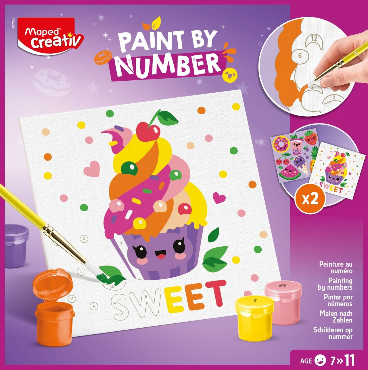 MAPED Creativ – Peinture au numéro Cupcake & Multifood – Kit créatif enfant Maped