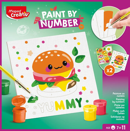 MAPED Creativ – Peinture au numéro Burger & Multifood – Kit créatif enfant Maped
