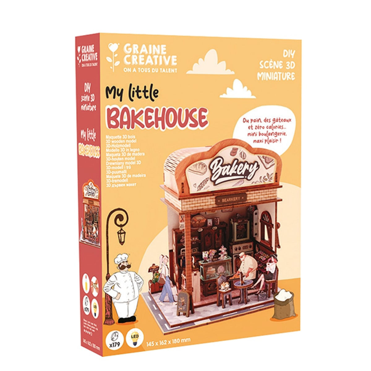 Maquette 3D Bois Vitrine Bakehouse – Boulangerie Miniature Lumineuse DIY GRAINE CREATIVE