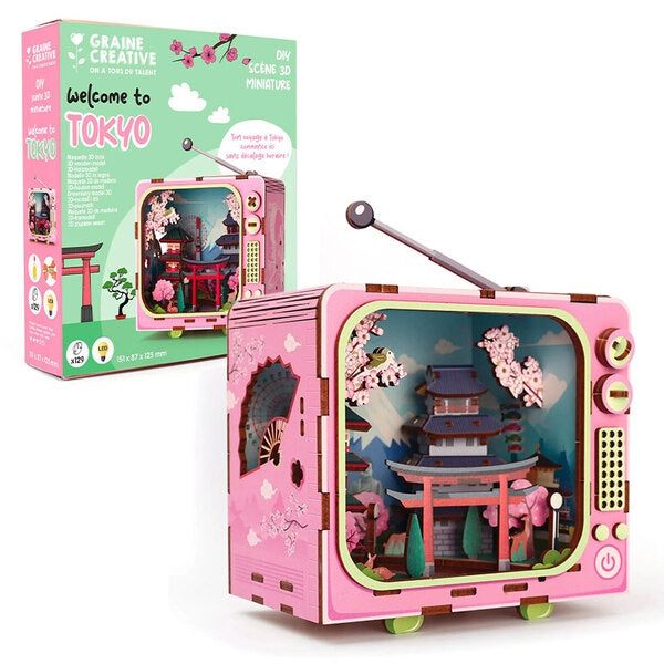 Maquette 3D Bois TV Tokyo – Mini TV Japonaise Lumineuse à Construire GRAINE CREATIVE