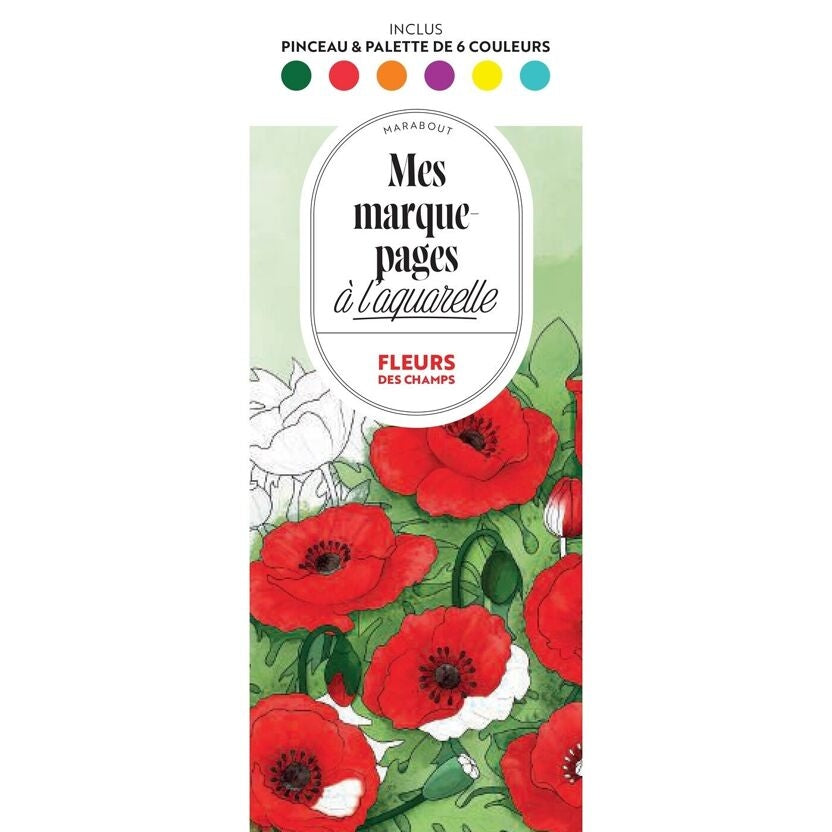 Marque-pages à l’aquarelle Fleurs des champs – Kit créatif peinture nature Editions Marabout