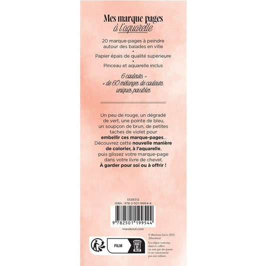 Marque-pages à l’aquarelle Balade en ville – Kit créatif avec pinceau et peinture Editions Marabout