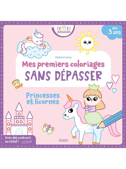 Livre coloriage sans dépasser Princesses et Licornes pour enfant de maternelle