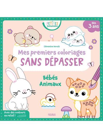 Livre premier coloriage enfant Bébés Animaux avec contours en relief