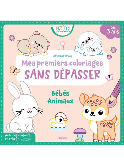 Livre premier coloriage enfant Bébés Animaux avec contours en relief