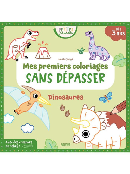 Livre premier coloriage Dinosaures avec contours larges en relief pour enfant