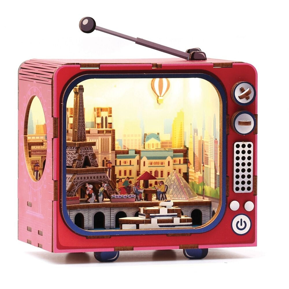 Maquette 3D Bois TV Paris – Mini TV Lumineuse Parisienne à Construire GRAINE CREATIVE