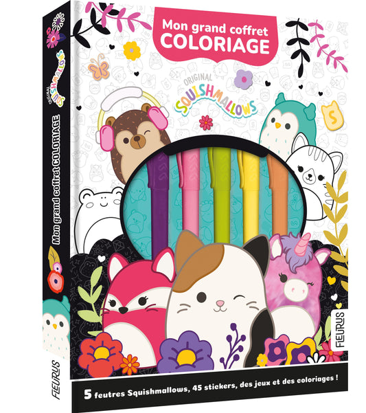 Mon Grand Coffret Coloriage Squishmallows – Jeux, Stickers & 5 Feutres Edition Fleurus