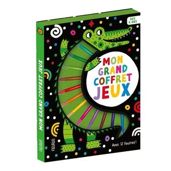 Mon Grand Coffret de Jeux pour enfant avec 32 pages d’activités et 12 feutres inclus