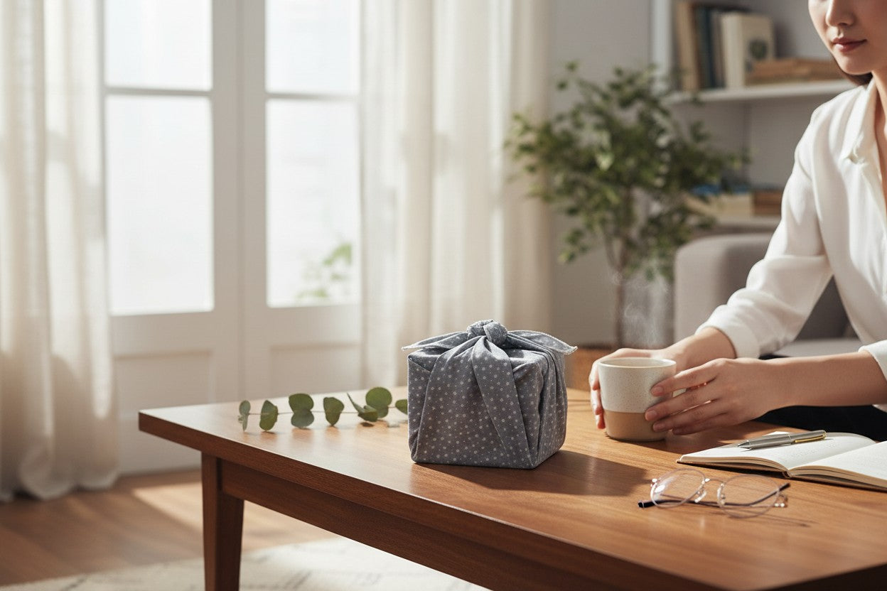 Furoshiki Petites Étoiles en coton – Emballage cadeau zéro déchet (4 tailles) Machatatelier