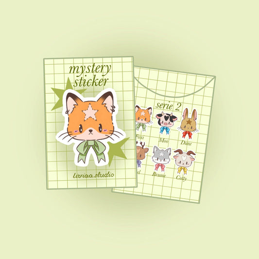 sticker mystère kawaii animaux à collectionner
