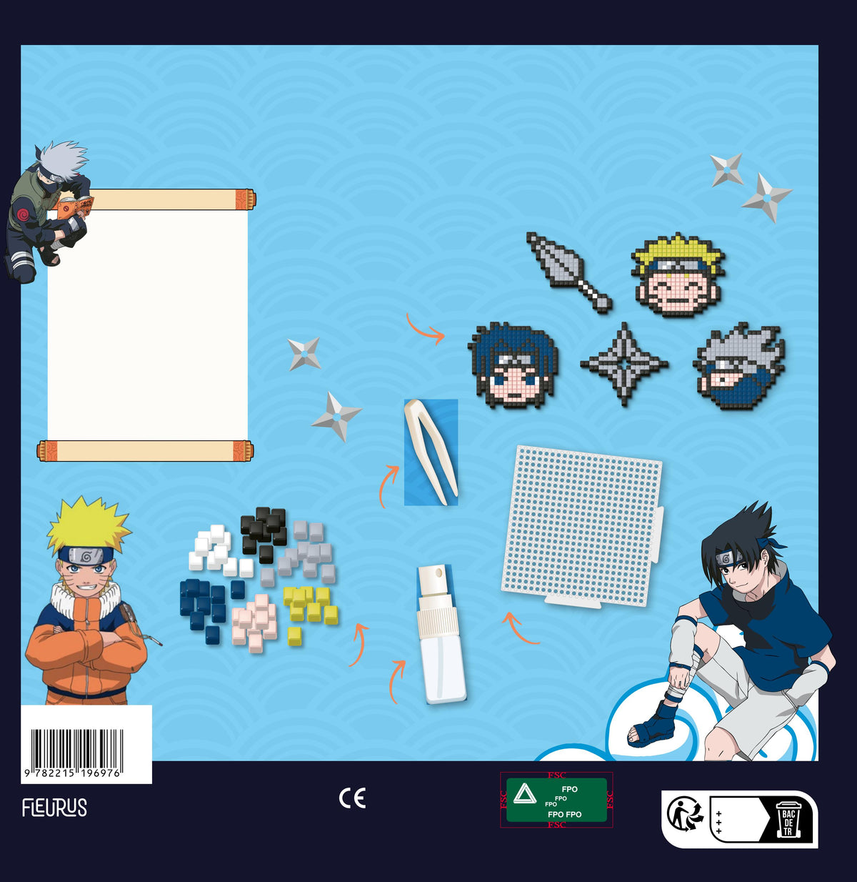 Modèles Naruto Sasuke et Kakashi à réaliser avec des perles à eau pixels
