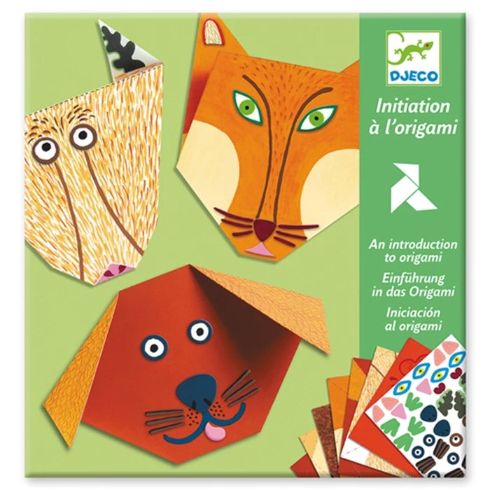 Kit Origami Animaux Djeco avec feuilles illustrées pour créer des animaux en papier