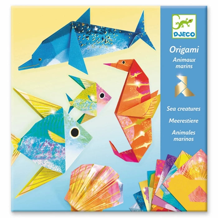 Kit Origami Animaux Marins Djeco avec feuilles illustrées pour enfants