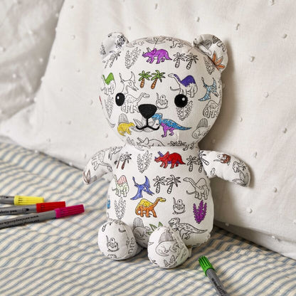 Peluche à colorier Dinosaure Artie Bear – Ours créatif lavable avec feutres eatsleepdoodle EU
