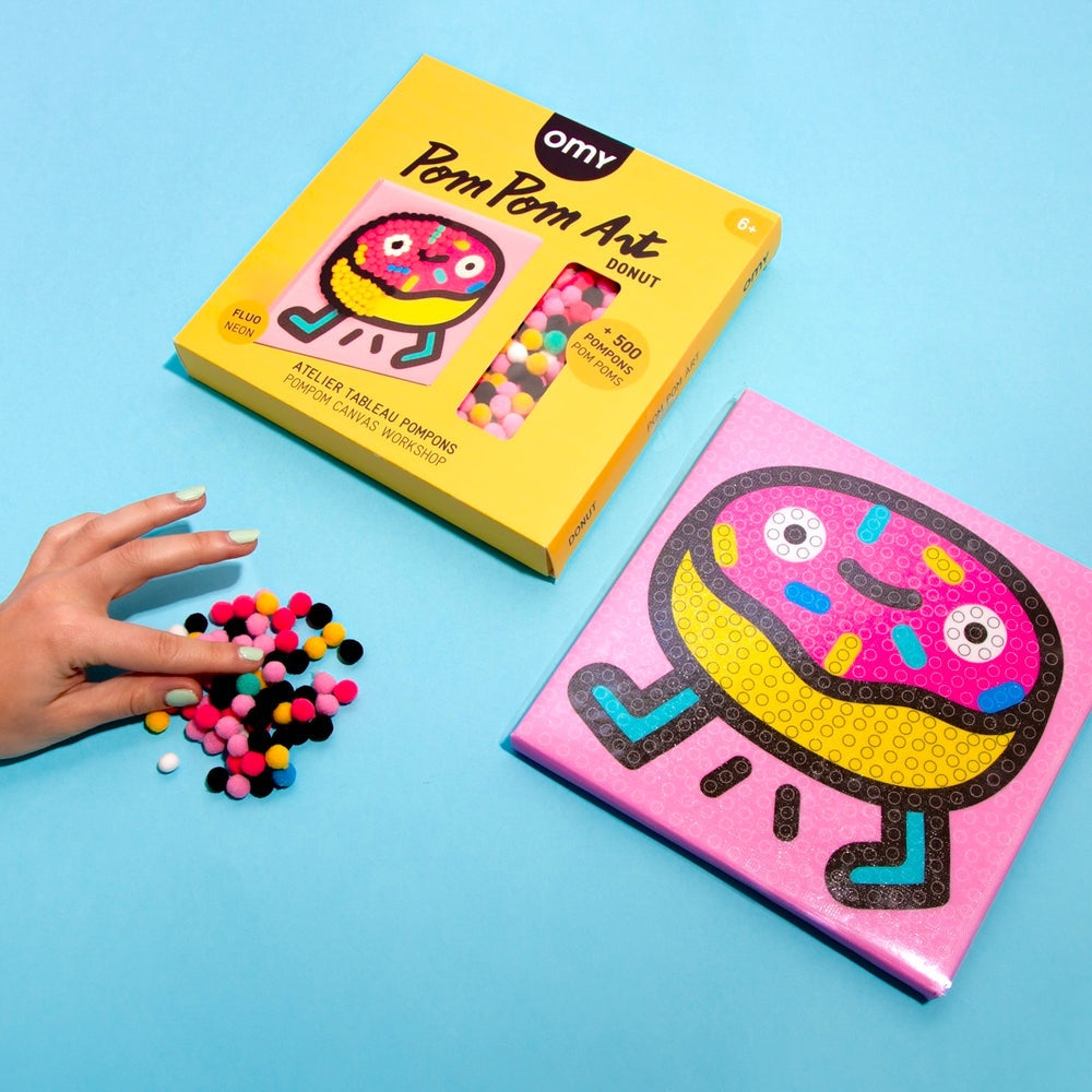 Kit tableau pompons Donut – Plus de 500 pompons colorés – Activité créative dès 6 ans omy