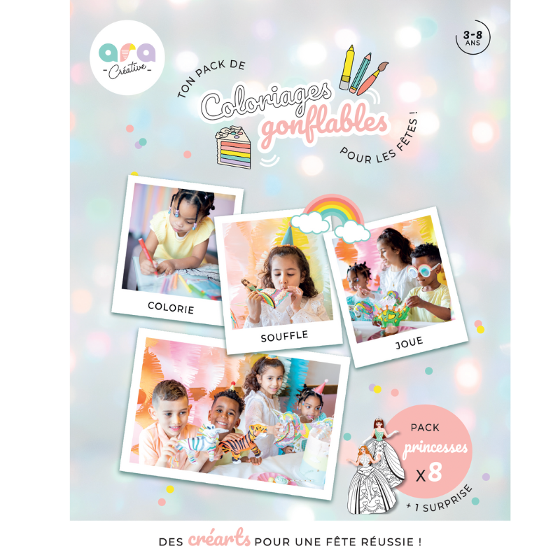 Pack Anniversaire - x8 Princesses Coloriages Gonflables