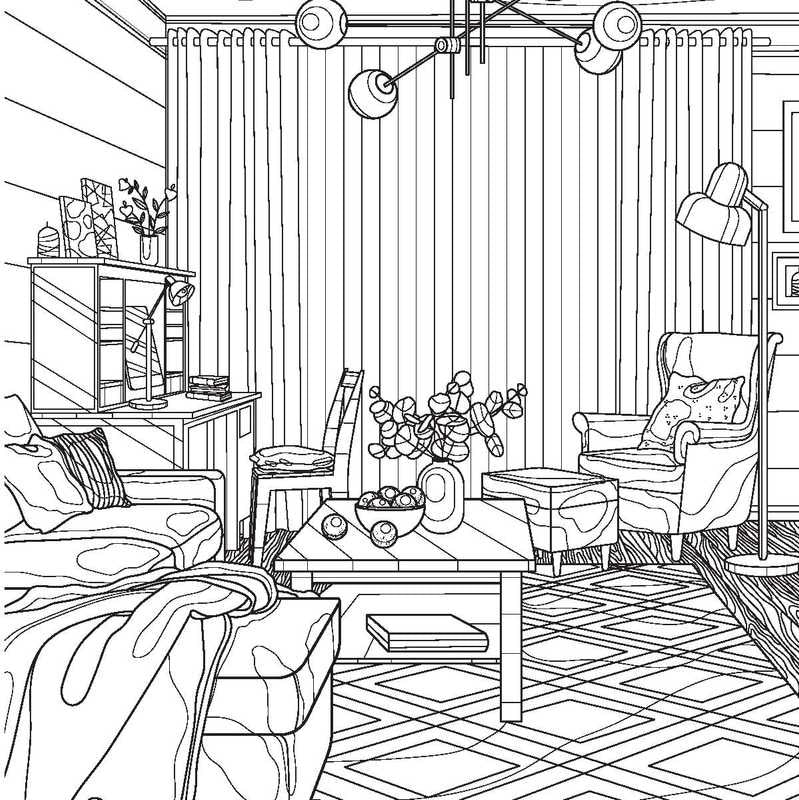 Maison cosy – Livre de coloriage déco intérieur cocooning Editions Marabout