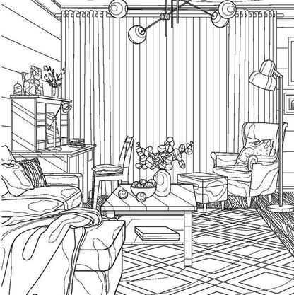 Maison cosy – Livre de coloriage déco intérieur cocooning Editions Marabout