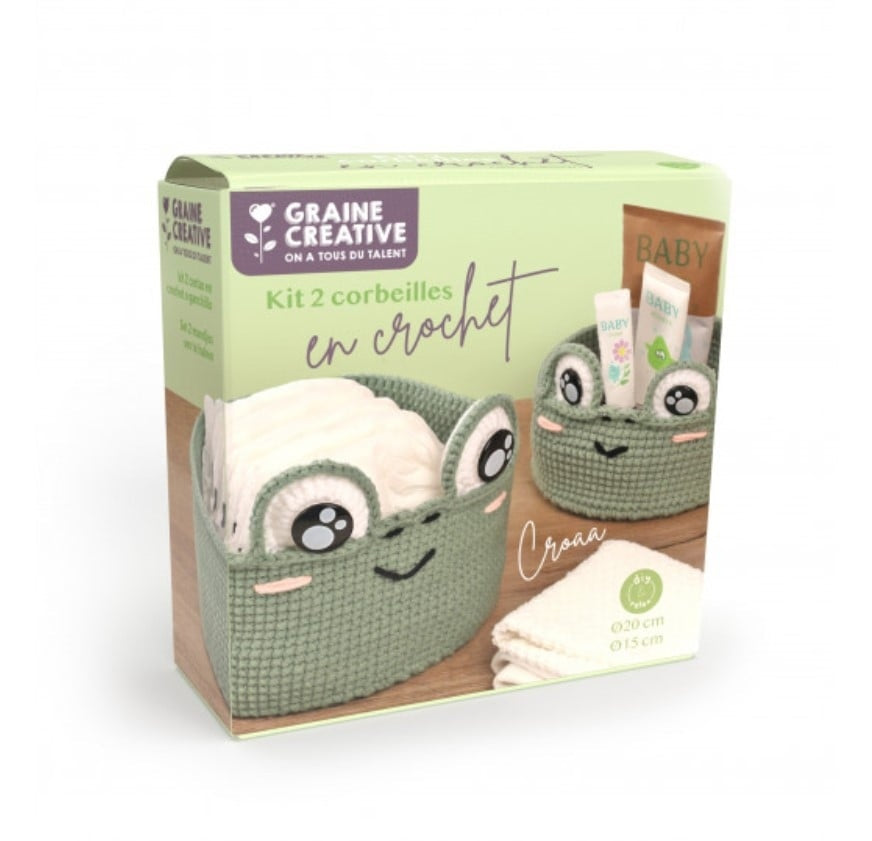Kit 2 Corbeilles DIY en Crochet Grenouille – Graine Créative GRAINE CREATIVE