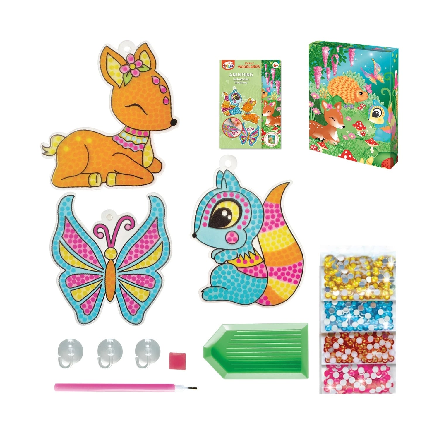 Décoration de Fenêtre en Strass Animaux de la Forêt – Kit Créatif à Suspendre Artista