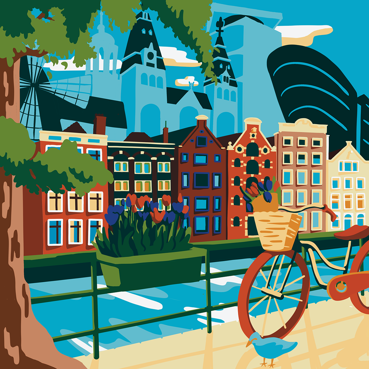 Kit Peinture par Numéros Amsterdam 30x30 cm – Activité Créative Ado & Adulte | Joy Cadeaux JOY!