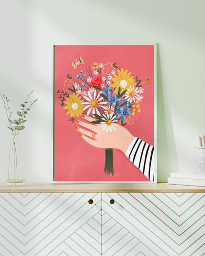 Peinture par numéros Joy! - "Bouquet Bohème" | Toile tendue 20x30 cm JOY!